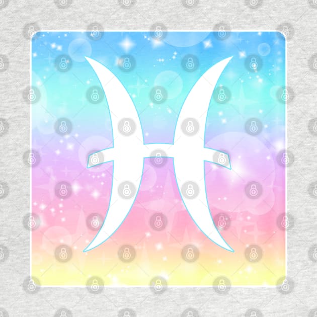 Pisces Horoscope Zodiac Unicorn Sparkle Square Monogram by bumblefuzzies